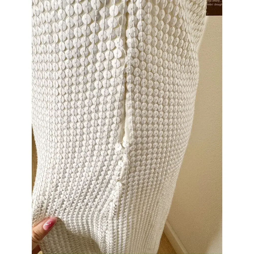 NWT Anthro Forever That Girl Strapless Slim Cream White Midi Dress Sequin Column - Picture 12 of 15